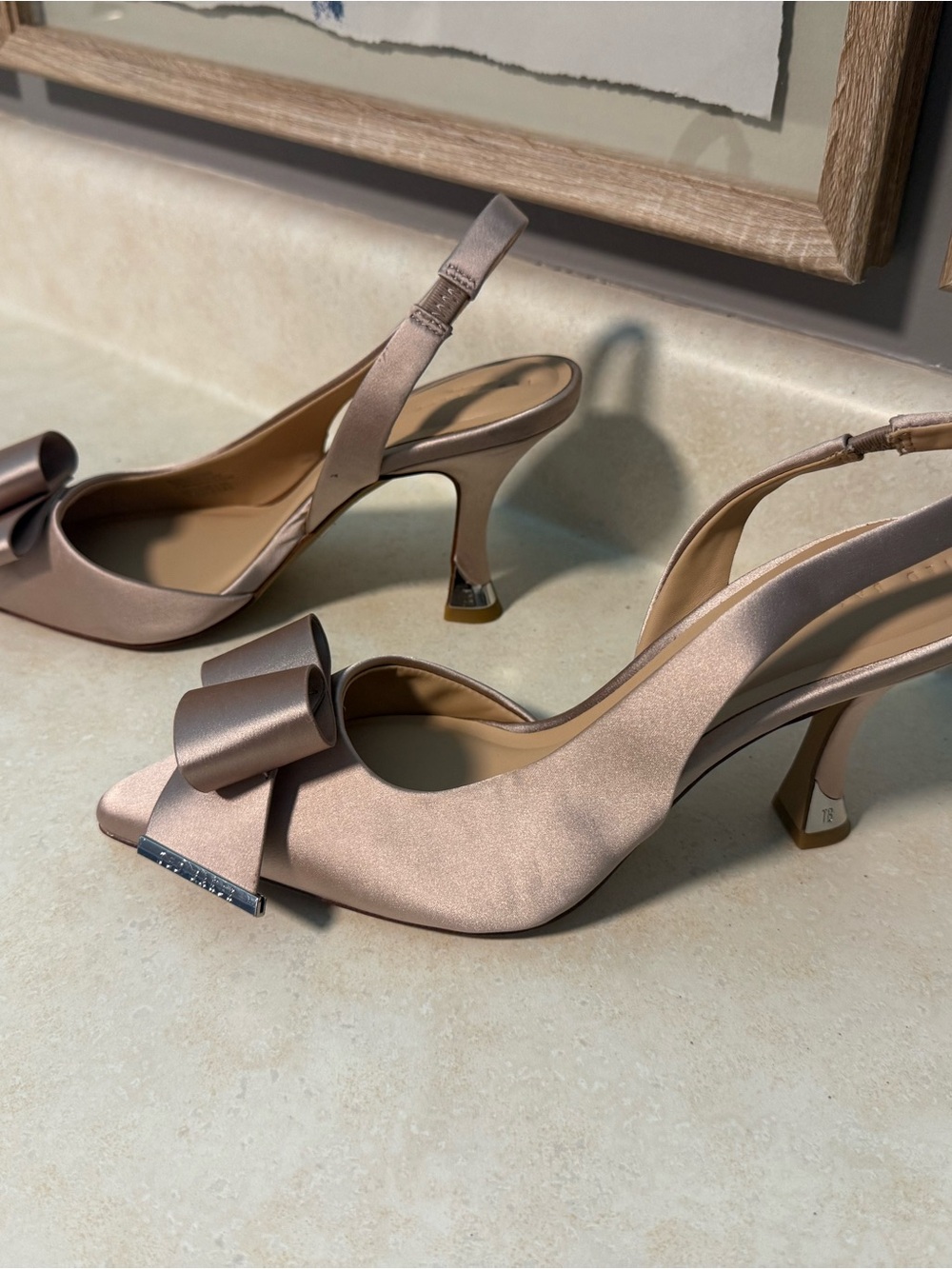 Ted Baker Blush Satin Bow Slingback Heels 7